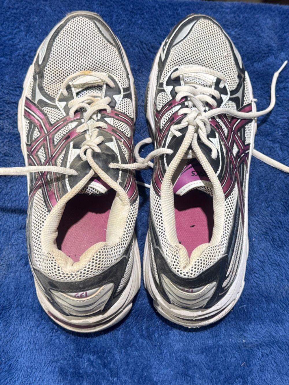 Asics Women's White and Pink Athletic Running Shoes